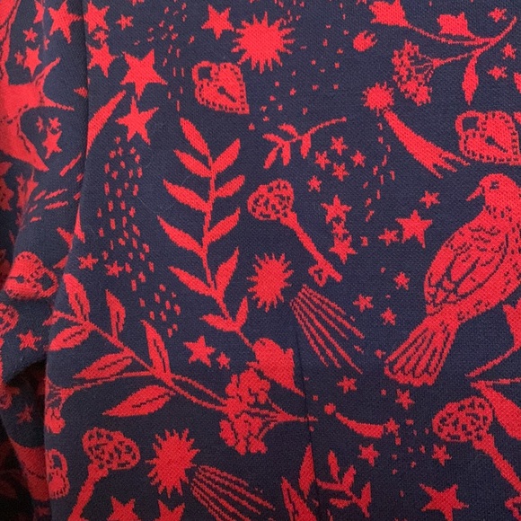 Boden red flying sparrow jacquard knit fitted sweater navy  dress s6P lined - Picture 10 of 12